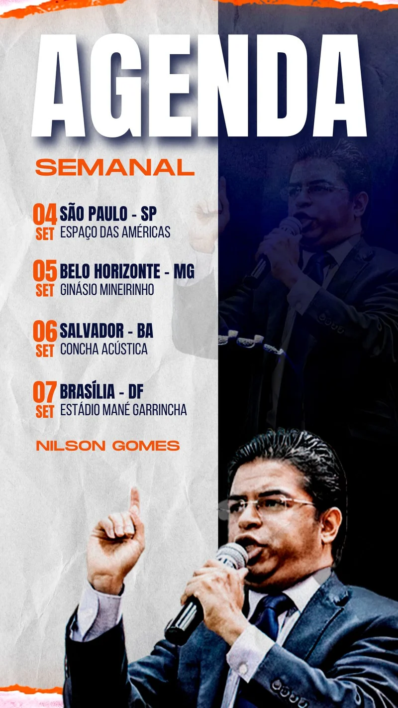 Agenda Semanal – Pastor Nilson Gomes | Agendas | Arte para Igreja Editável no Canva | Story Agenda Semanal – Pastor Nilson Gomes | Agendas | Arte para Igreja Editável no Canva | Story