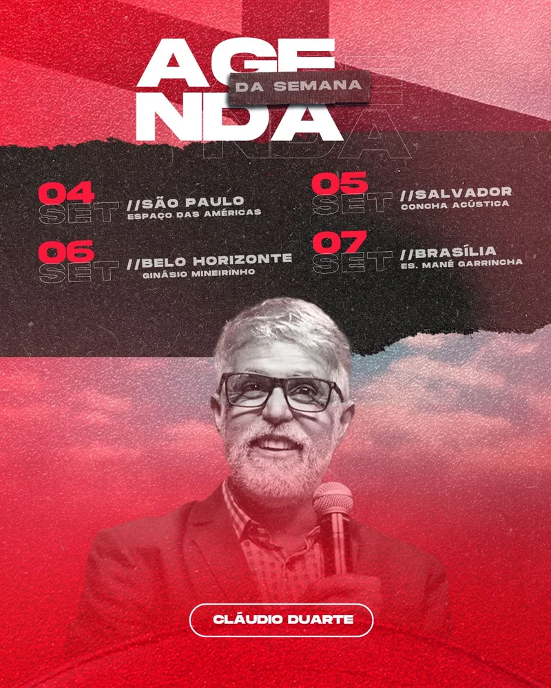 Agenda da Semana – Setembro Cláudio Duarte | Agendas | Arte para Igreja Editável no Canva | Cartaz Agenda da Semana – Setembro Cláudio Duarte | Agendas | Arte para Igreja Editável no Canva | Cartaz
