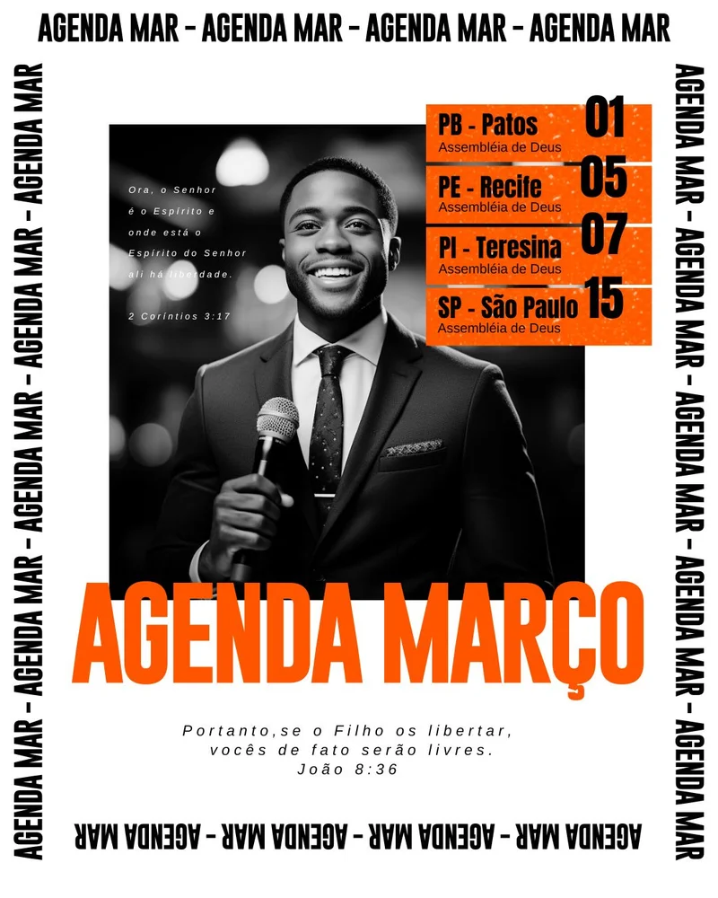 Agenda Março da Igreja – Eventos Cristão | Agendas | Arte para Igreja Editável no Canva | Cartaz Agenda Março da Igreja – Eventos Cristão | Agendas | Arte para Igreja Editável no Canva | Cartaz