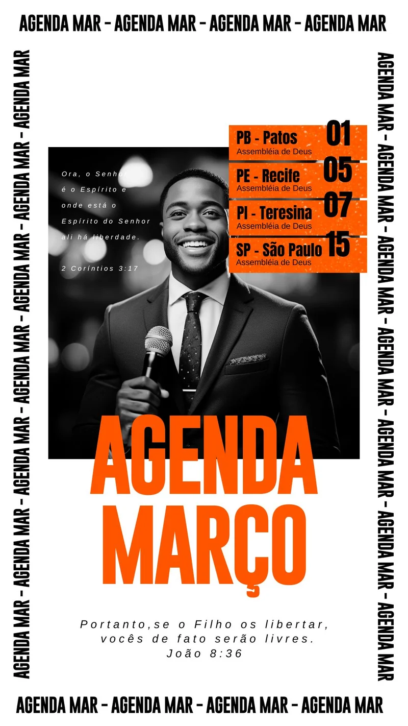 Agenda Março da Igreja – Eventos Cristão | Agendas | Arte para Igreja Editável no Canva | Story Agenda Março da Igreja – Eventos Cristão | Agendas | Arte para Igreja Editável no Canva | Story