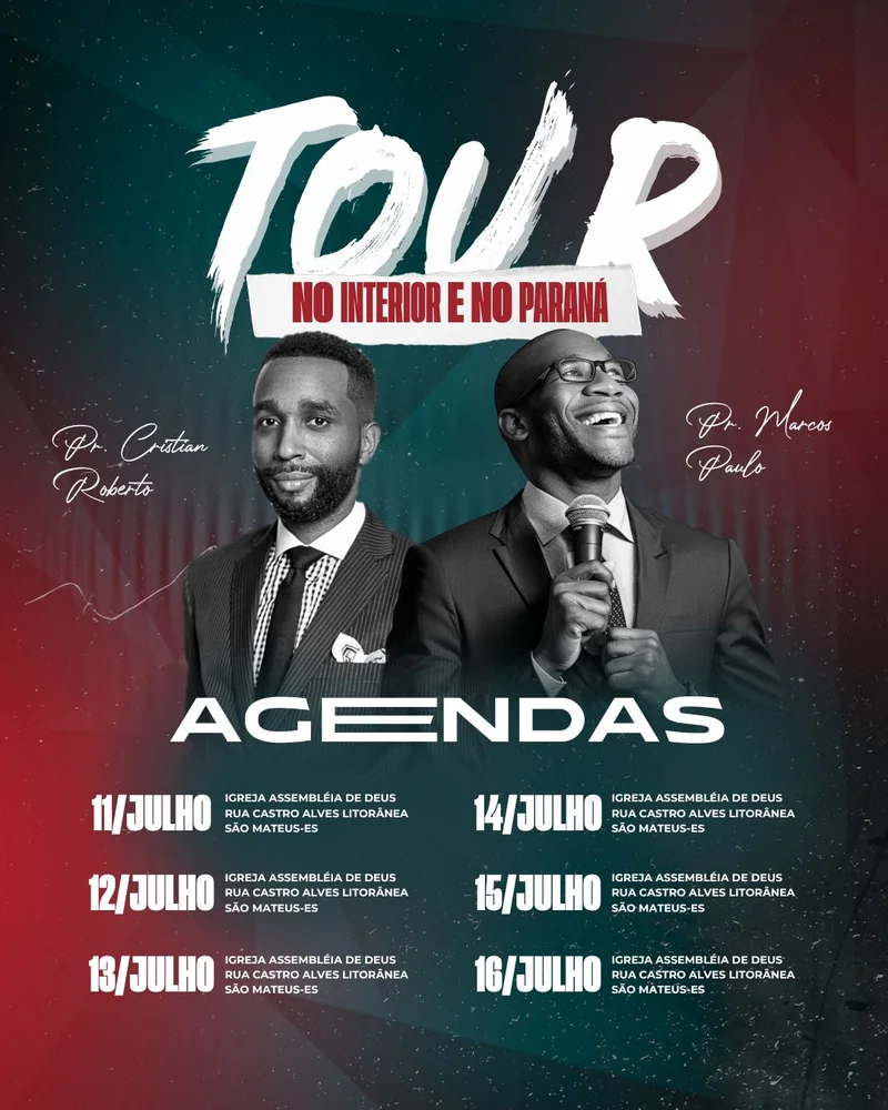 Agenda Tour no Interior – Agenda do Mês | Agendas | Arte para Igreja Editável no Canva | Cartaz Agenda Tour no Interior – Agenda do Mês | Agendas | Arte para Igreja Editável no Canva | Cartaz