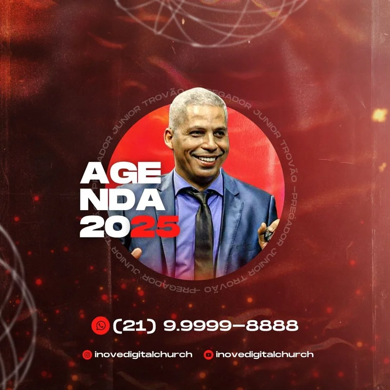 Agenda Gospel 2025 – Agenda Aberta Pastor Junior Trovão | Agendas | Arte para Igreja Editável no Canva | Feed Agenda Gospel 2025 – Agenda Aberta Pastor Junior Trovão | Agendas | Arte para Igreja Editável no Canva | Feed
