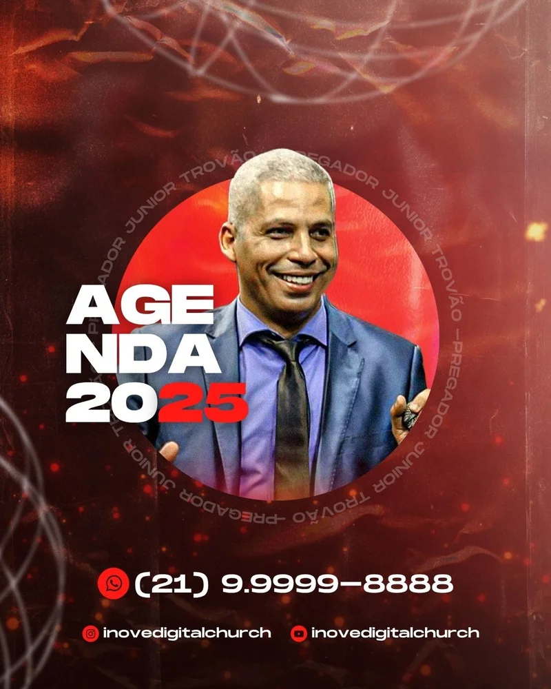 Agenda Gospel 2025 – Agenda Aberta Pastor Junior Trovão | Agendas | Arte para Igreja Editável no Canva | Cartaz Agenda Gospel 2025 – Agenda Aberta Pastor Junior Trovão | Agendas | Arte para Igreja Editável no Canva | Cartaz