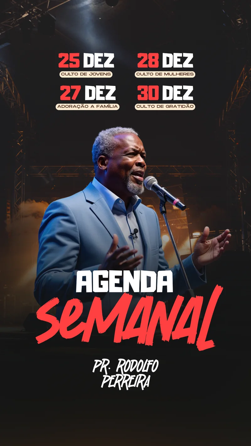 Agenda Semanal | Agendas | Arte para Igreja Editável no Canva | Story
