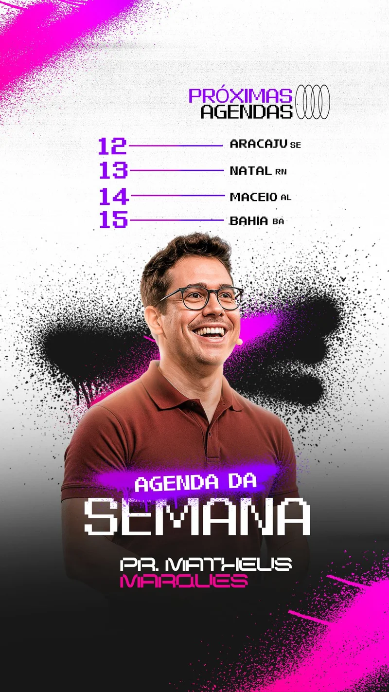 Agendas Semanal | Agendas | Arte para Igreja Editável no Canva | Story