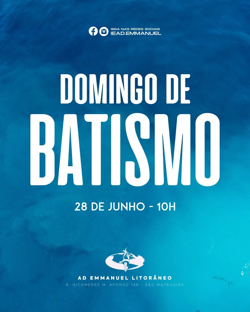 Domingo de Batismo | Batismo | Arte para Igreja Editável no Canva | Cartaz