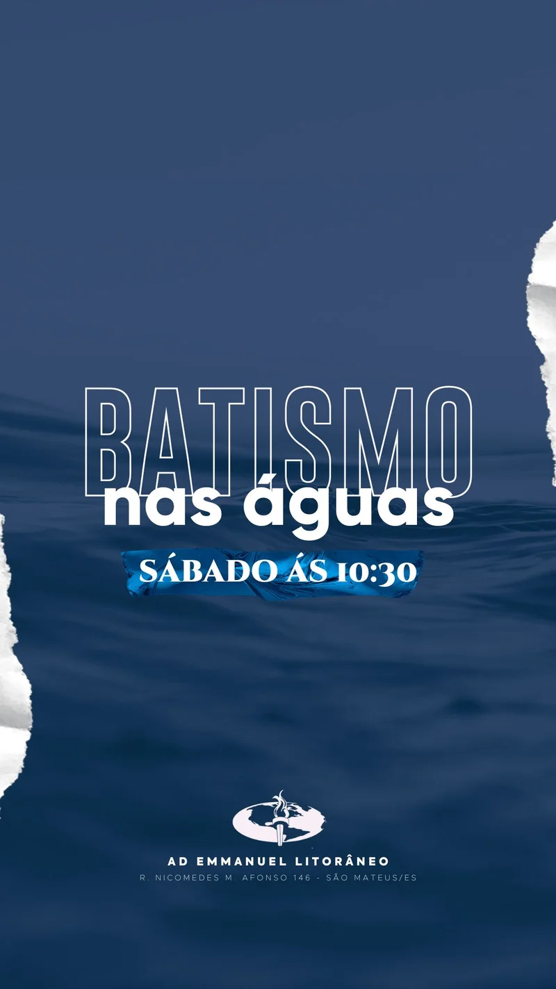 Batismo nas Águas | Batismo | Arte para Igreja Editável no Canva | Story