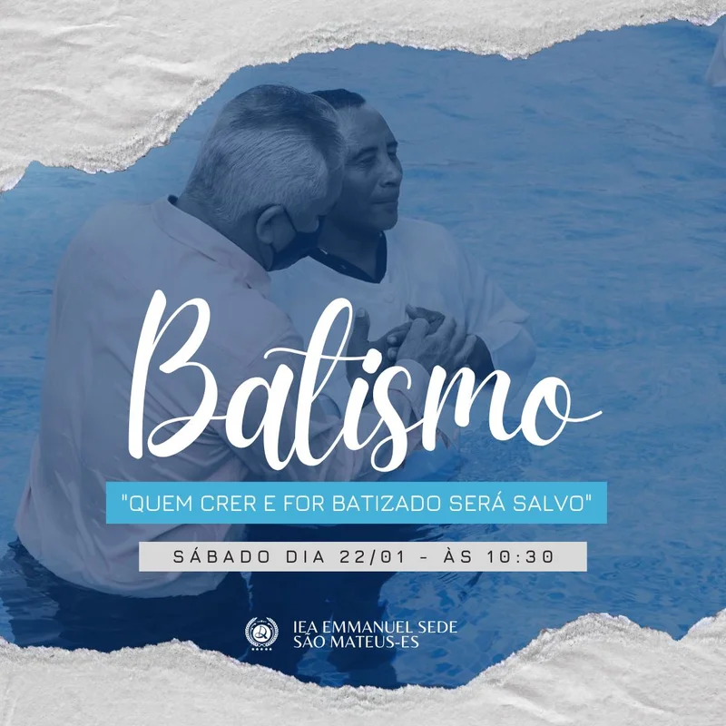 "Quem crer e for batizado será salvo" | Batismo | Arte para Igreja Editável no Canva | Feed "Quem crer e for batizado será salvo" | Batismo | Arte para Igreja Editável no Canva | Feed