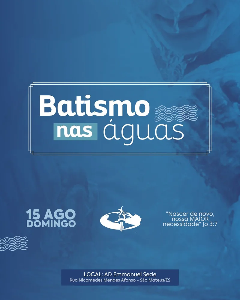 Batismo Evangélico nas Águas | Batismo | Arte para Igreja Editável no Canva | Cartaz Batismo Evangélico nas Águas | Batismo | Arte para Igreja Editável no Canva | Cartaz