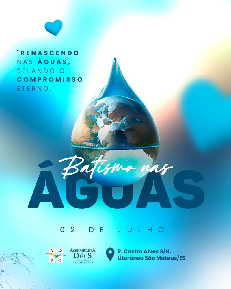 Batismo nas Águas - Um Novo Começo em Cristo | Batismo | Arte para Igreja Editável no Canva | Cartaz Batismo nas Águas - Um Novo Começo em Cristo | Batismo | Arte para Igreja Editável no Canva | Cartaz