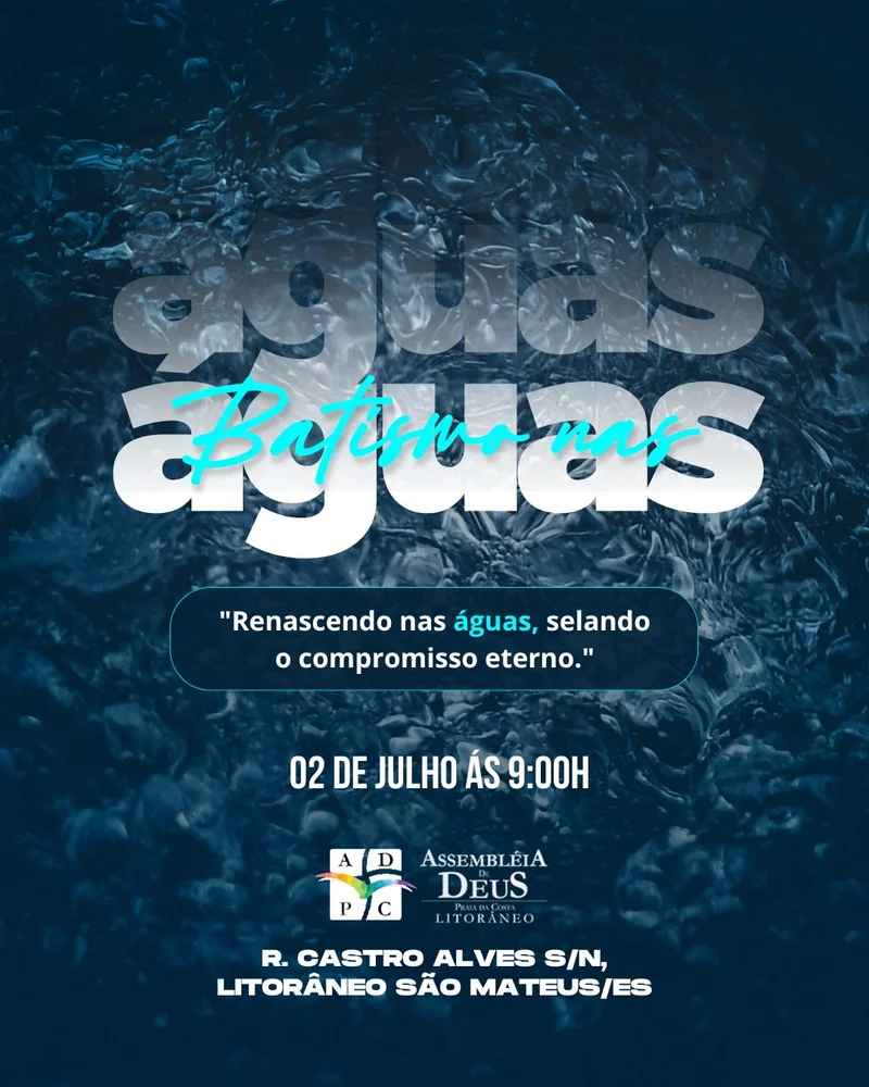 Batismo nas Águas - Celebre Sua Fé Publicamente | Batismo | Arte para Igreja Editável no Canva | Cartaz