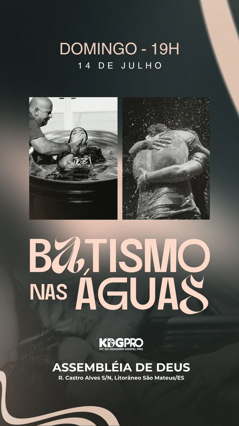 Batismo nas Águas - Aliança e Vida Nova | Batismo | Arte para Igreja Editável no Canva | Story