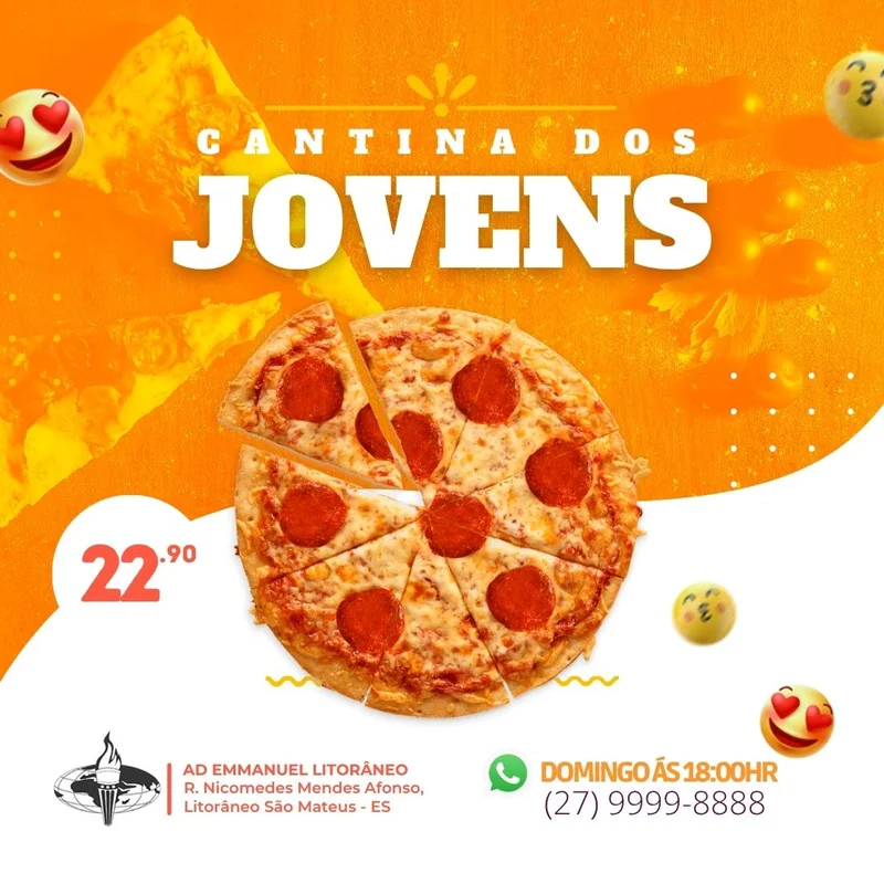 Cantina dos Jovens | Cantina | Arte para Igreja Editável no Canva | Feed Cantina dos Jovens | Cantina | Arte para Igreja Editável no Canva | Feed