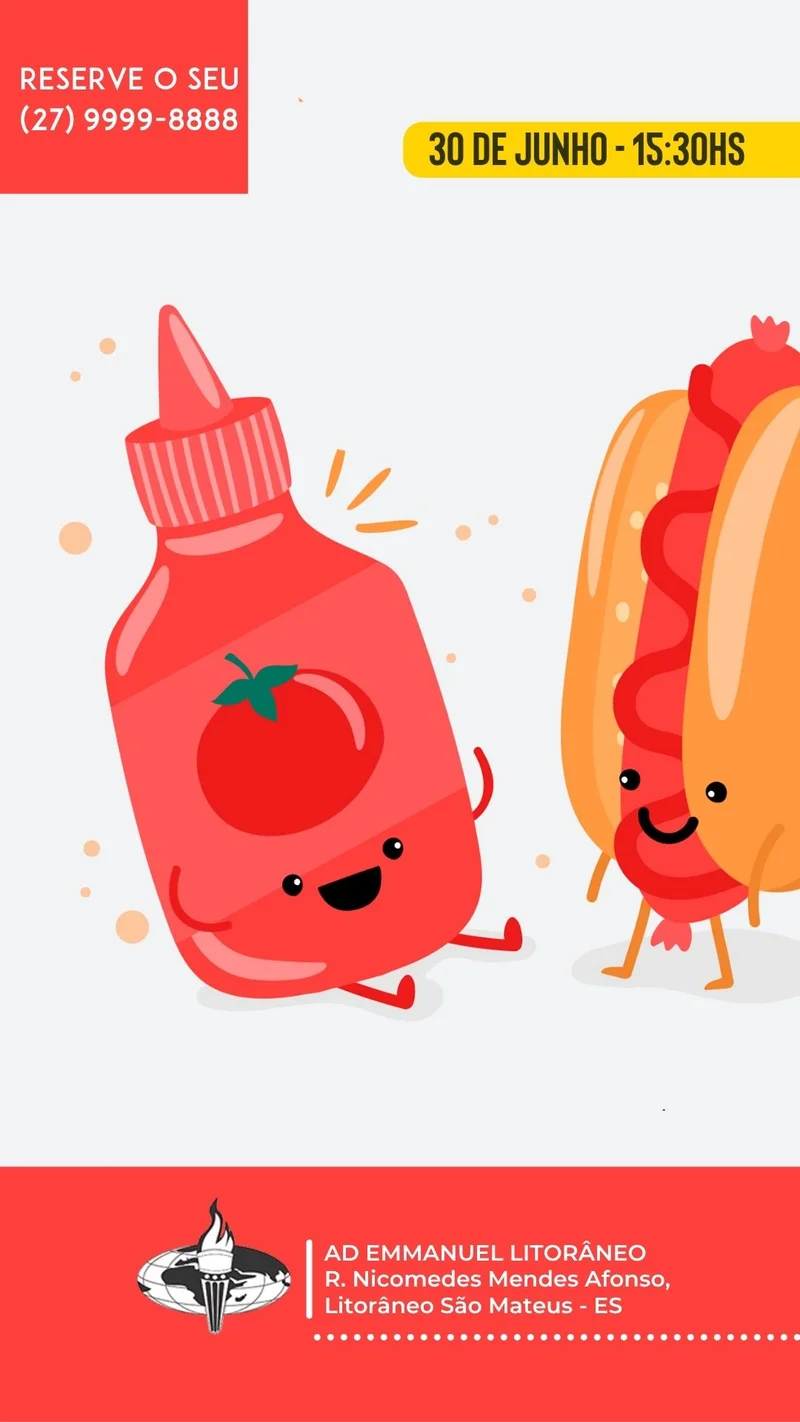 Hotdog na Cantina | Cantina | Arte para Igreja Editável no Canva | Story