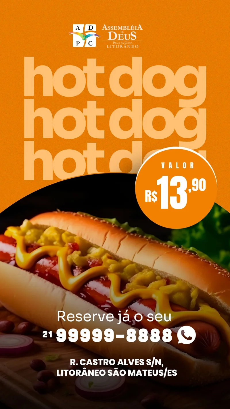 Cantina da Igreja: Hot Dog e Comunhão | Cantina | Arte para Igreja Editável no Canva | Story