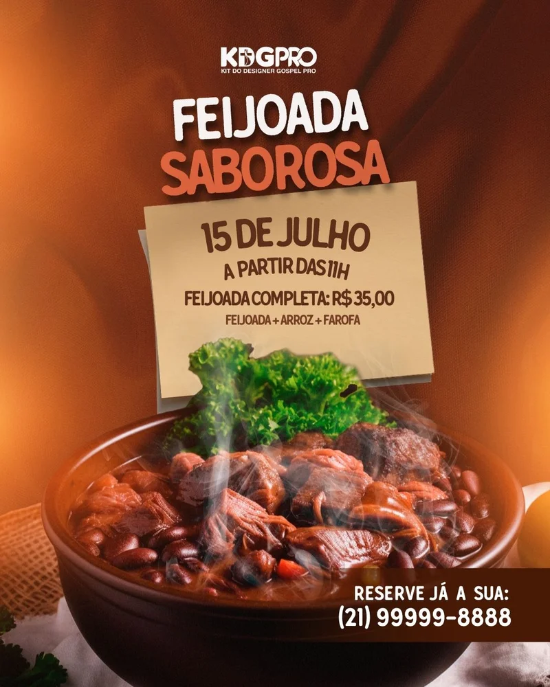 Feijoada Saborosa na Cantina da Igreja: Delícia e Comunhão! | Cantina | Arte para Igreja Editável no Canva | Cartaz Feijoada Saborosa na Cantina da Igreja: Delícia e Comunhão! | Cantina | Arte para Igreja Editável no Canva | Cartaz