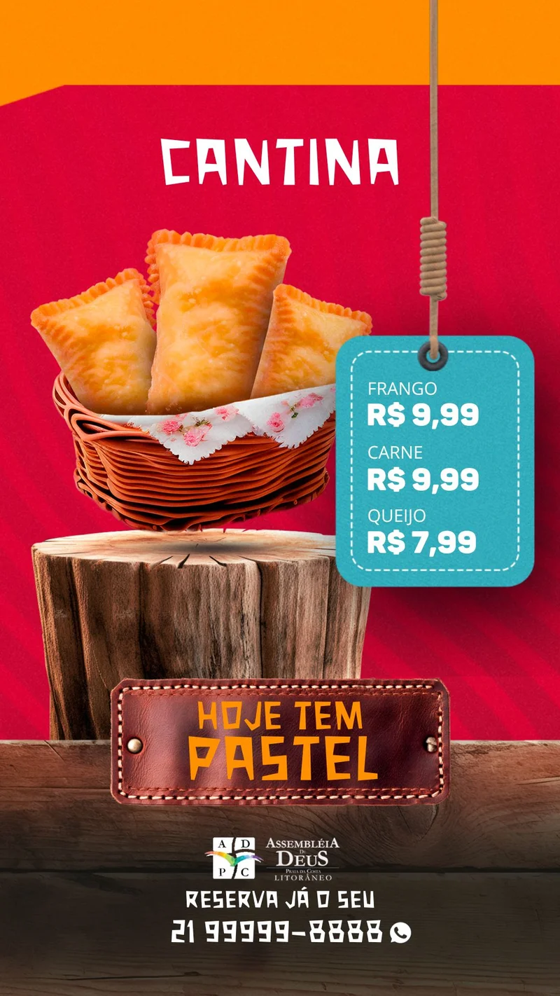Cantina da Igreja: Pastel Fresquinho HOJE! | Cantina | Arte para Igreja Editável no Canva | Story Cantina da Igreja: Pastel Fresquinho HOJE! | Cantina | Arte para Igreja Editável no Canva | Story