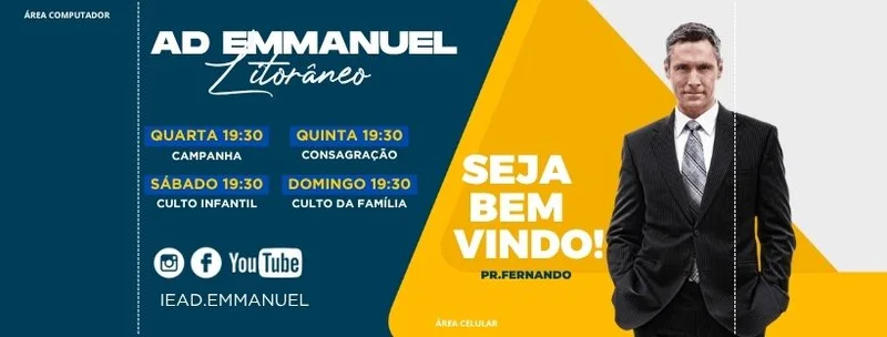 Capa para Facebook – Perfil da Igreja com Programação Semanal | Capas Fanpage | Arte para Igreja Editável no Canva | capa-fanpage