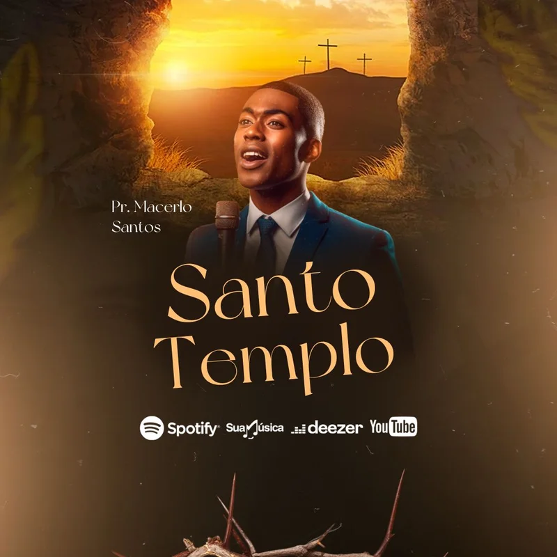 Santo Templo – Capa Playlist | Capas Playlist | Arte para Igreja Editável no Canva | Feed
