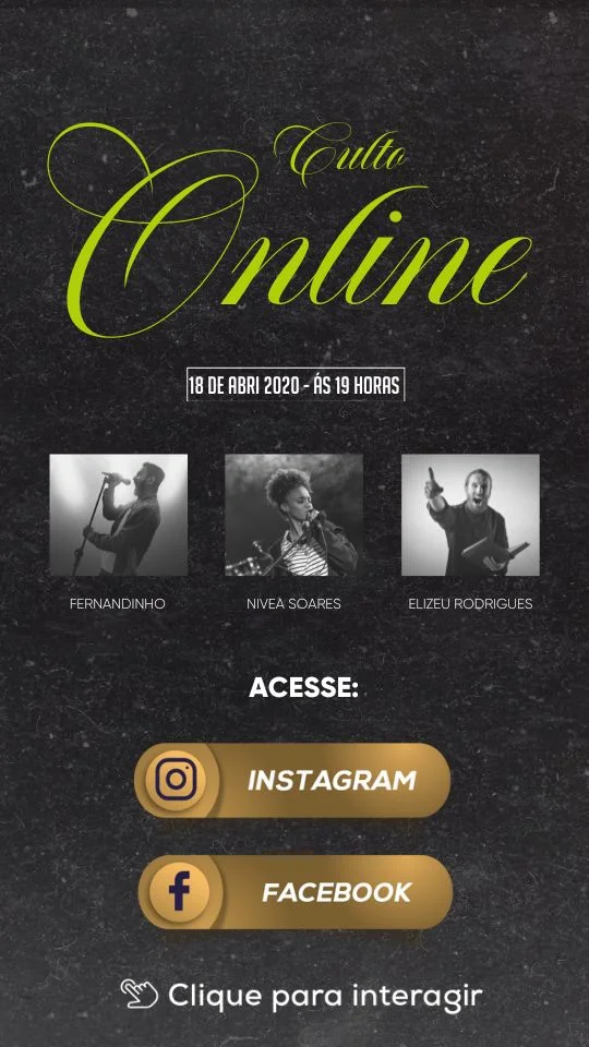 Cartão de Culto Online | Cartão Digital | Arte para Igreja Editável no Canva | Cartão Digital