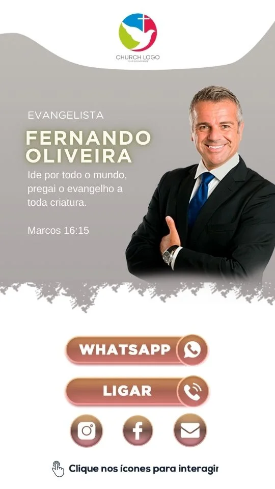 Cartão Digital Evangelista | Cartão Digital | Arte para Igreja Editável no Canva | Cartão Digital