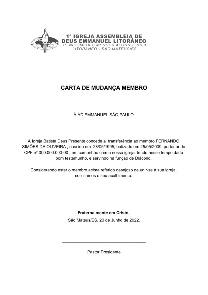 Carta de Mudança | Cartas Prontas | Arte para Igreja Editável no Canva | A4 Carta de Mudança | Cartas Prontas | Arte para Igreja Editável no Canva | A4