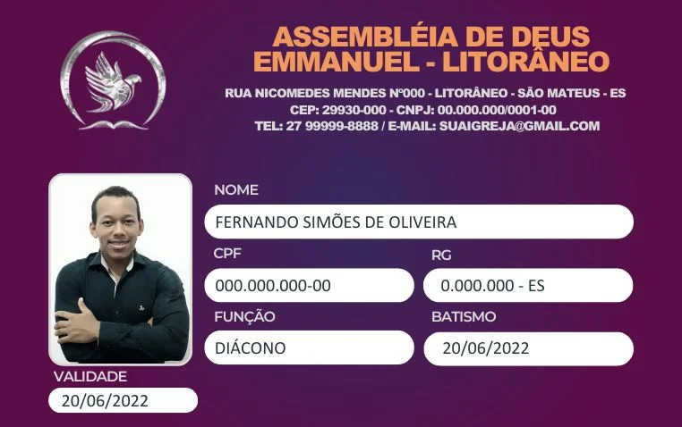 Carteirinhas Gospel – Carteirinha de Membro | Carteirinhas | Arte para Igreja Editável no Canva | carteirinha