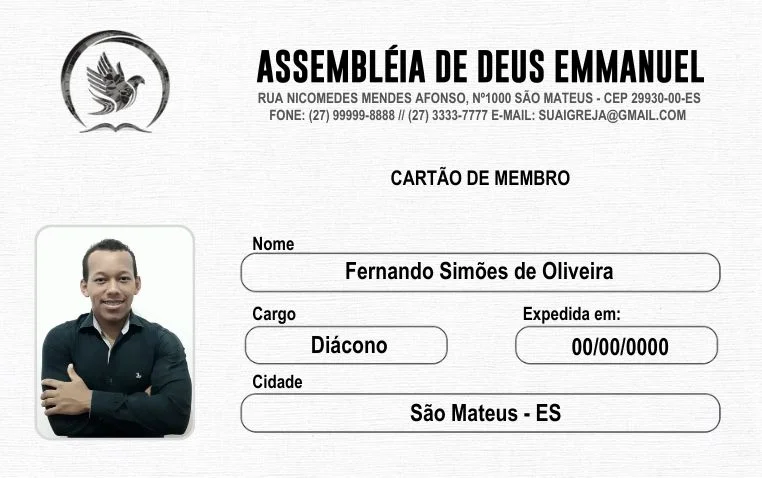 Carteirinhas para Igrejas – Cartão de Membro | Carteirinhas | Arte para Igreja Editável no Canva | carteirinha