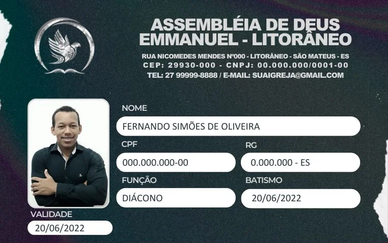 Carteirinhas Gospel – Cartão de Membro | Carteirinhas | Arte para Igreja Editável no Canva | carteirinha