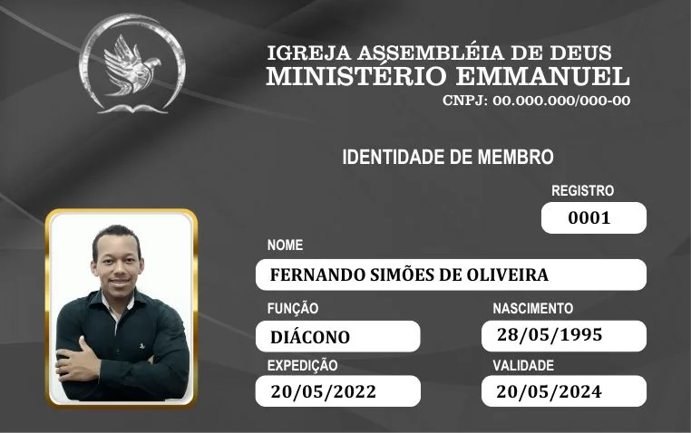 Carteirinhas para Igrejas – Carteirinha de Membro | Carteirinhas | Arte para Igreja Editável no Canva | carteirinha