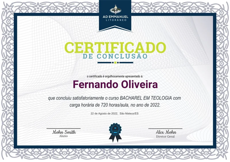 Certificado de Conclusão | Certificados | Arte para Igreja Editável no Canva | A4