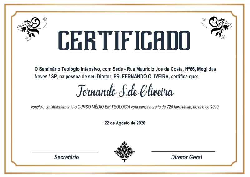 Certificado de Seminário | Certificados | Arte para Igreja Editável no Canva | A4