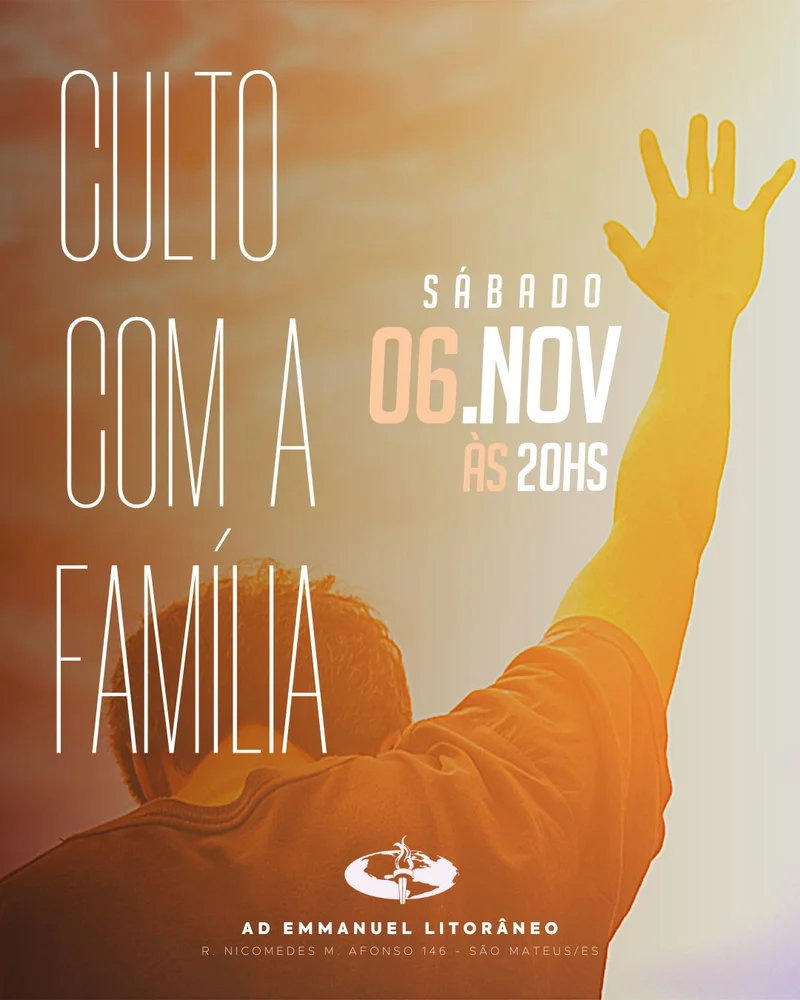 Culto com a Família | Culto da Família | Arte para Igreja Editável no Canva | Cartaz Culto com a Família | Culto da Família | Arte para Igreja Editável no Canva | Cartaz