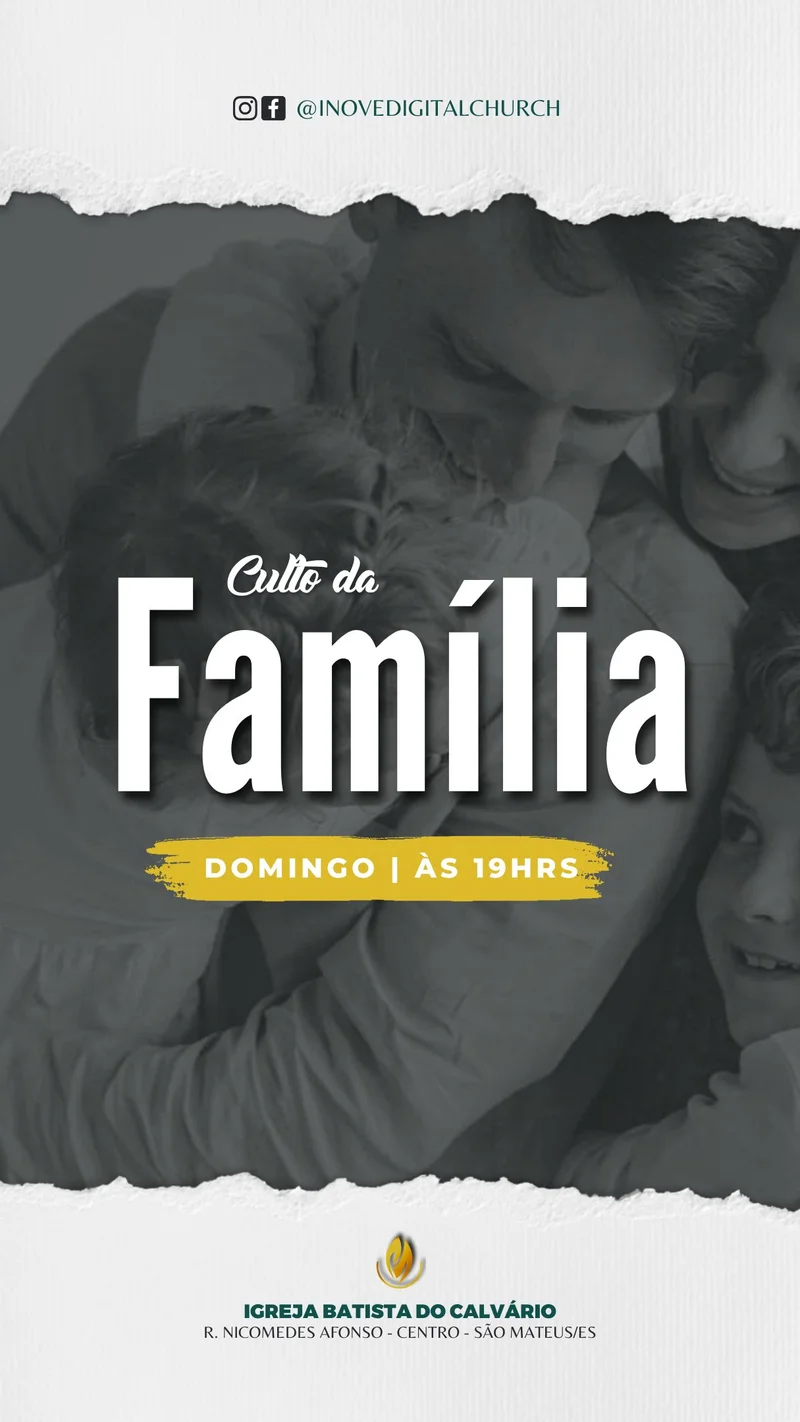 Culto da Família Domingo | Culto da Família | Arte para Igreja Editável no Canva | Story Culto da Família Domingo | Culto da Família | Arte para Igreja Editável no Canva | Story