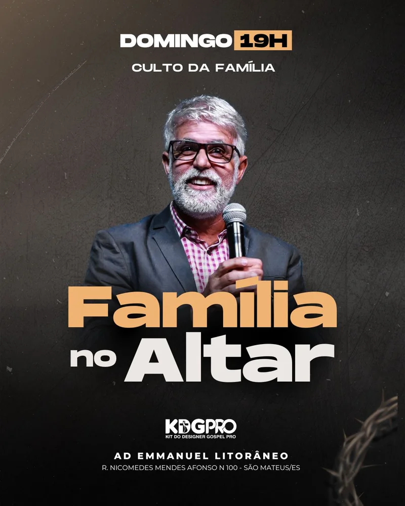 Família no Altar: Fortalecendo Lares na Fé! | Culto da Família | Arte para Igreja Editável no Canva | Cartaz