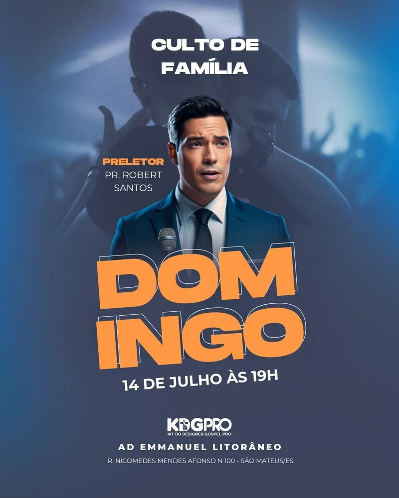 Domingo da Família | Culto da Família | Arte para Igreja Editável no Canva | Cartaz