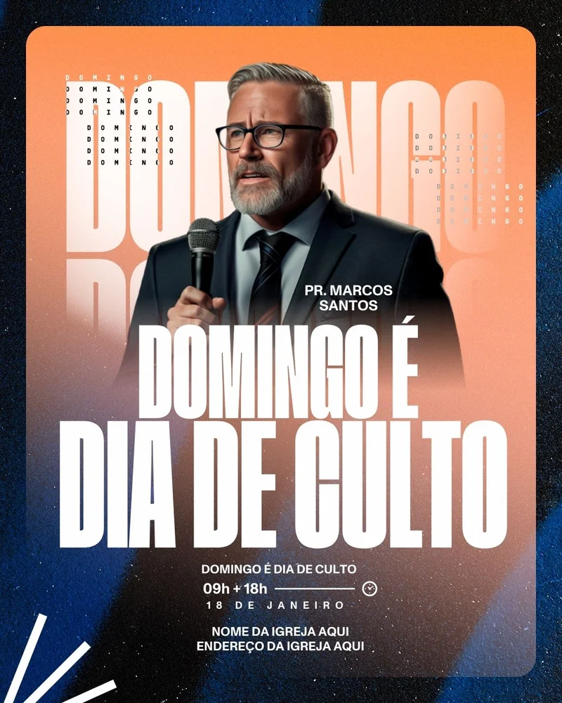 Família – Domingo dia de Culto | Culto da Família | Arte para Igreja Editável no Canva | Cartaz