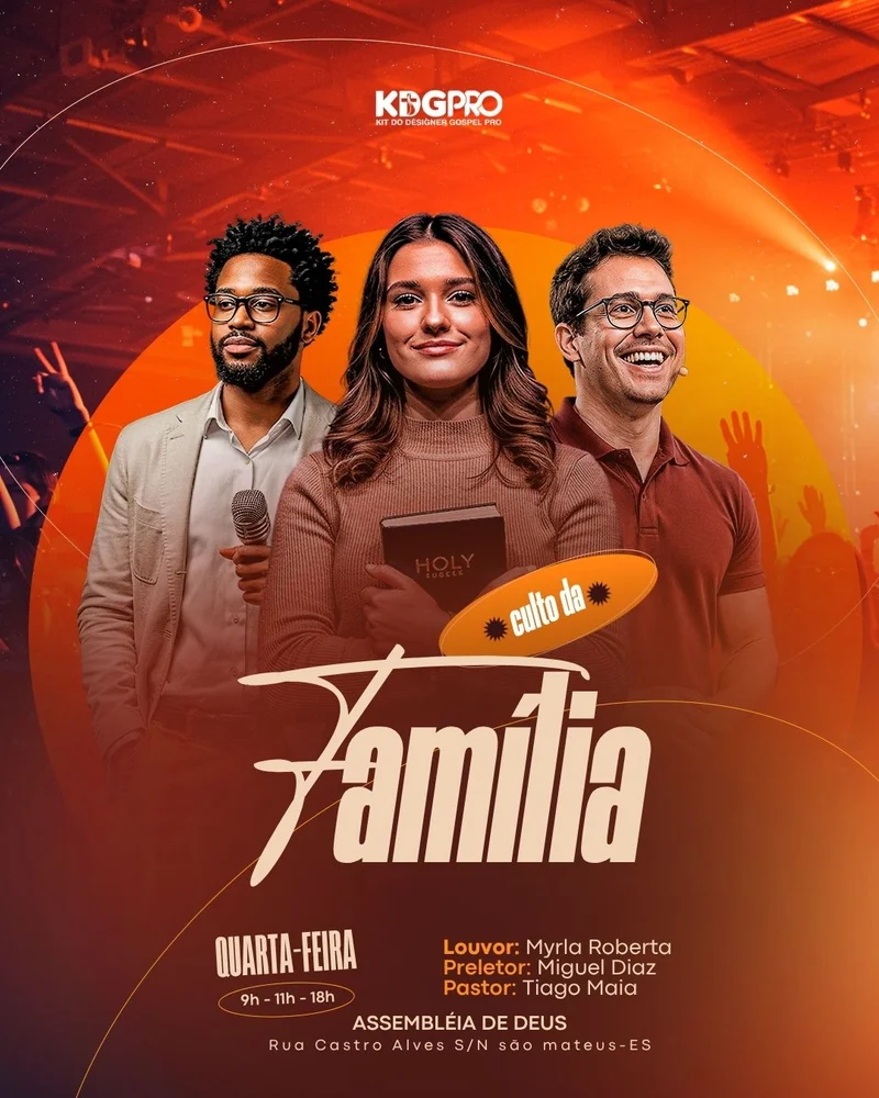 Culto da Família | Arte para Igreja Editável no Canva | Cartaz Culto da Família | Arte para Igreja Editável no Canva | Cartaz