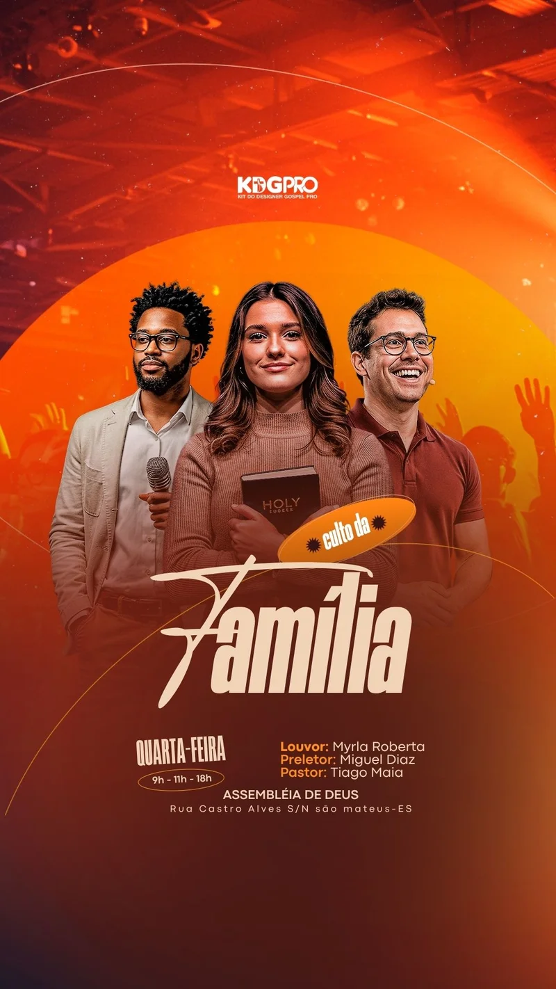 Culto da Família | Arte para Igreja Editável no Canva | Story