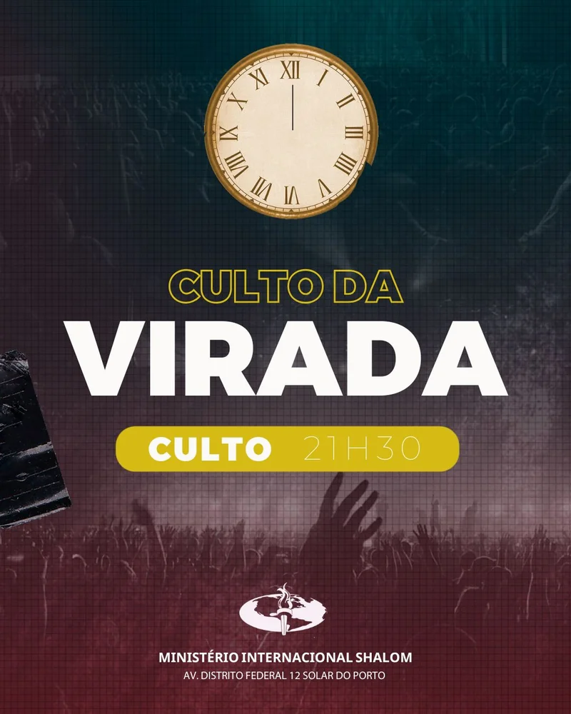 Culto da Virada Ministério Internacional | Culto da Virada | Arte para Igreja Editável no Canva | Cartaz Culto da Virada Ministério Internacional | Culto da Virada | Arte para Igreja Editável no Canva | Cartaz