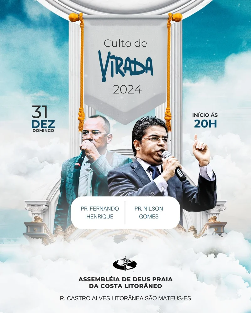 Culto da Virada: Celebre a Chegada de um Novo Tempo com Fé! | Culto da Virada | Arte para Igreja Editável no Canva | Cartaz Culto da Virada: Celebre a Chegada de um Novo Tempo com Fé! | Culto da Virada | Arte para Igreja Editável no Canva | Cartaz