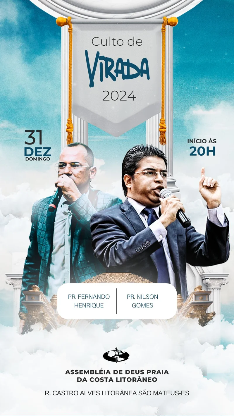 Culto da Virada: Celebre a Chegada de um Novo Tempo com Fé! | Culto da Virada | Arte para Igreja Editável no Canva | Story Culto da Virada: Celebre a Chegada de um Novo Tempo com Fé! | Culto da Virada | Arte para Igreja Editável no Canva | Story