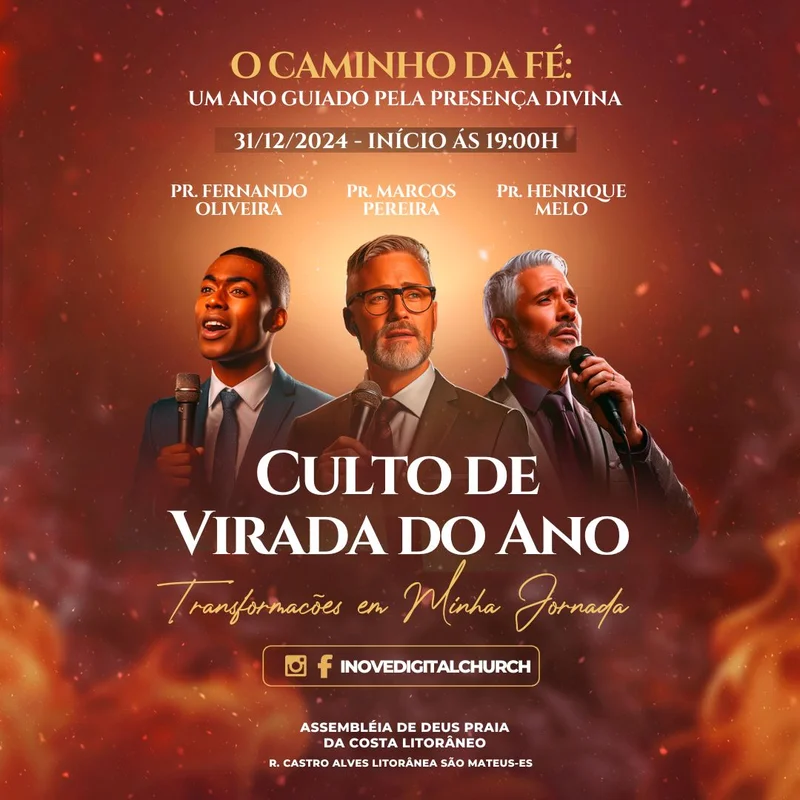 Culto da Virada: Viva o Caminho da Fé em 2026! | Culto da Virada | Arte para Igreja Editável no Canva | Feed Culto da Virada: Viva o Caminho da Fé em 2026! | Culto da Virada | Arte para Igreja Editável no Canva | Feed