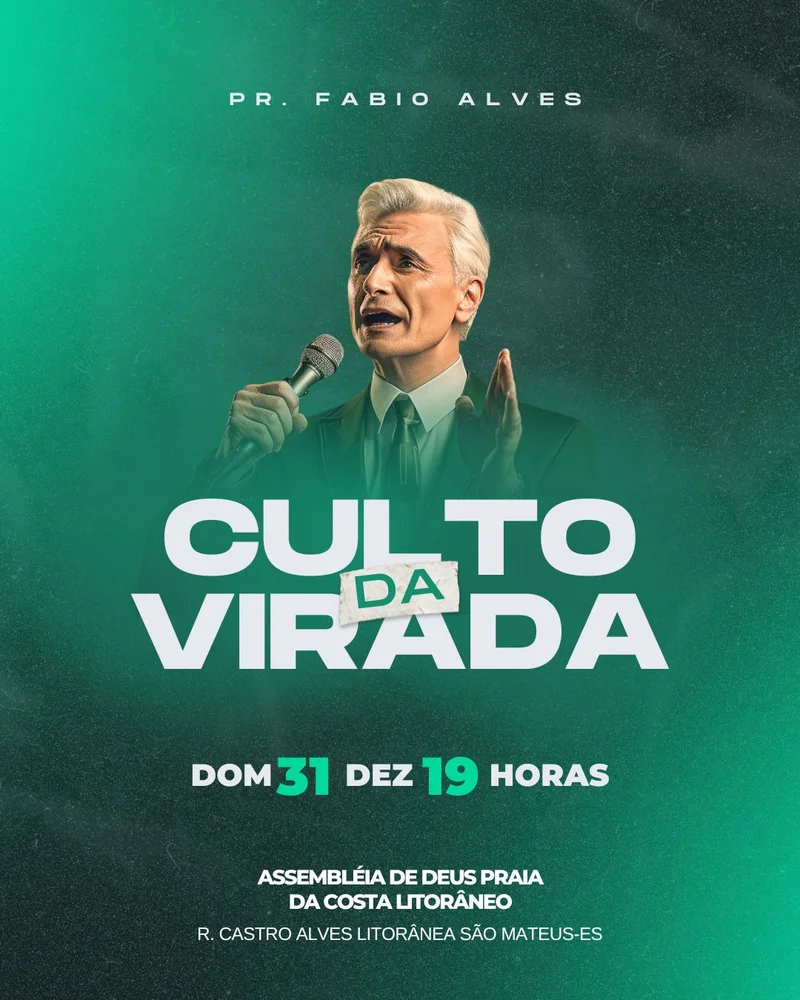 Culto da Virada: Ano Novo de Bênçãos e Conquistas! | Culto da Virada | Arte para Igreja Editável no Canva | Cartaz