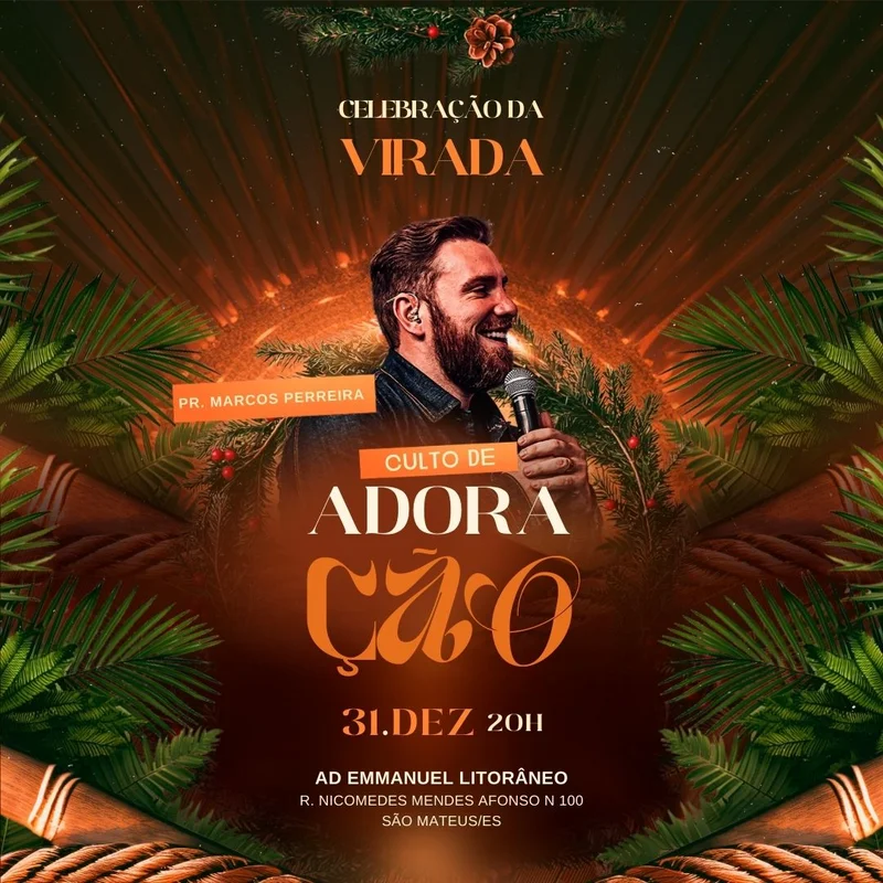 Celebração da Virada HOJE: Adore ao Rei no Ano Novo! | Culto da Virada | Arte para Igreja Editável no Canva | Feed Celebração da Virada HOJE: Adore ao Rei no Ano Novo! | Culto da Virada | Arte para Igreja Editável no Canva | Feed