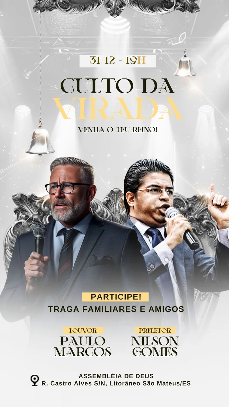 Culto da Virada: Comece 2026 em Oração e na Presença Divina! | Culto da Virada | Arte para Igreja Editável no Canva | Story Culto da Virada: Comece 2026 em Oração e na Presença Divina! | Culto da Virada | Arte para Igreja Editável no Canva | Story