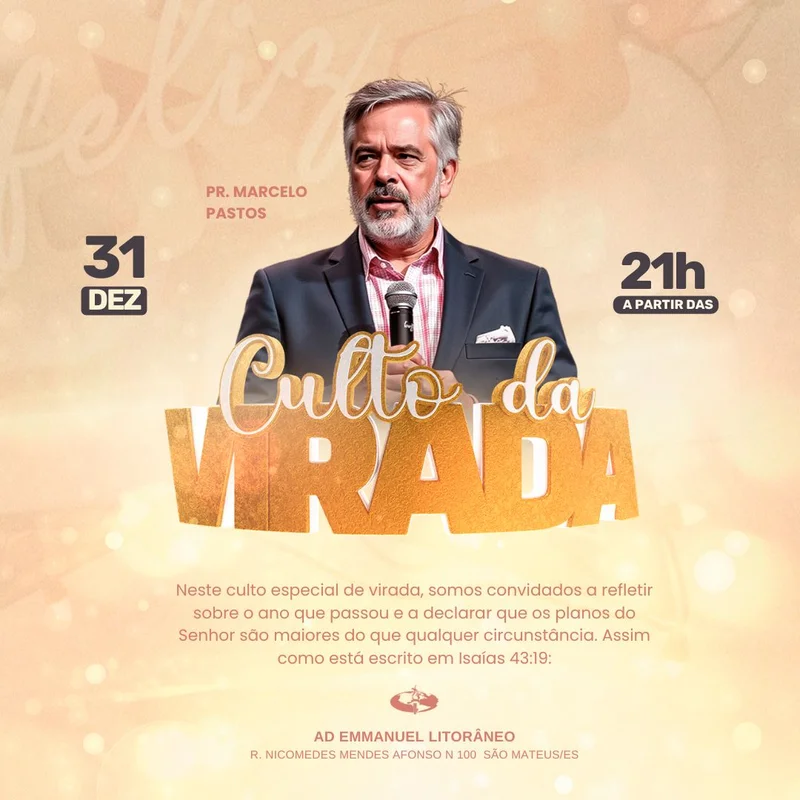 Culto da Virada de Oração | Culto da Virada | Arte para Igreja Editável no Canva | Feed Culto da Virada de Oração | Culto da Virada | Arte para Igreja Editável no Canva | Feed