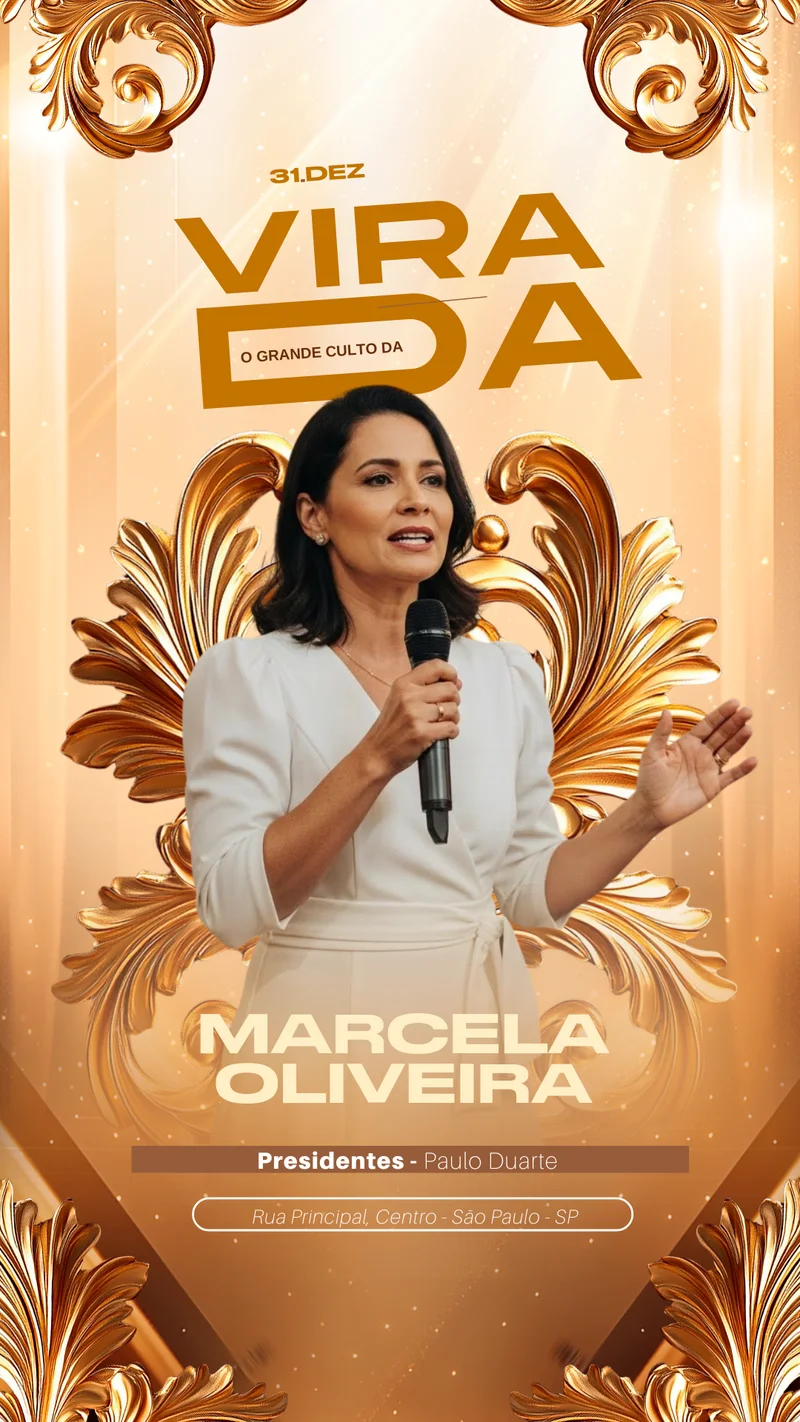 Culto da Virada I Culto de fim de ano | Culto da Virada | Arte para Igreja Editável no Canva | Story