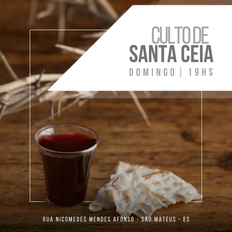 Culto Santa Ceia Domingo | Culto de Ceia | Arte para Igreja Editável no Canva | Feed Culto Santa Ceia Domingo | Culto de Ceia | Arte para Igreja Editável no Canva | Feed