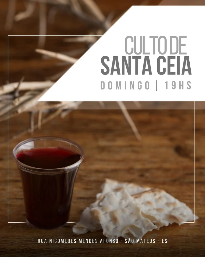 Culto Santa Ceia Domingo | Culto de Ceia | Arte para Igreja Editável no Canva | Cartaz Culto Santa Ceia Domingo | Culto de Ceia | Arte para Igreja Editável no Canva | Cartaz
